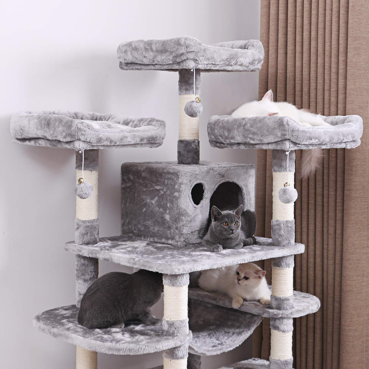 Large Cat Tree Condo with Sisal Scratching Posts Perches Houses Hammock, Cat Tower Furniture