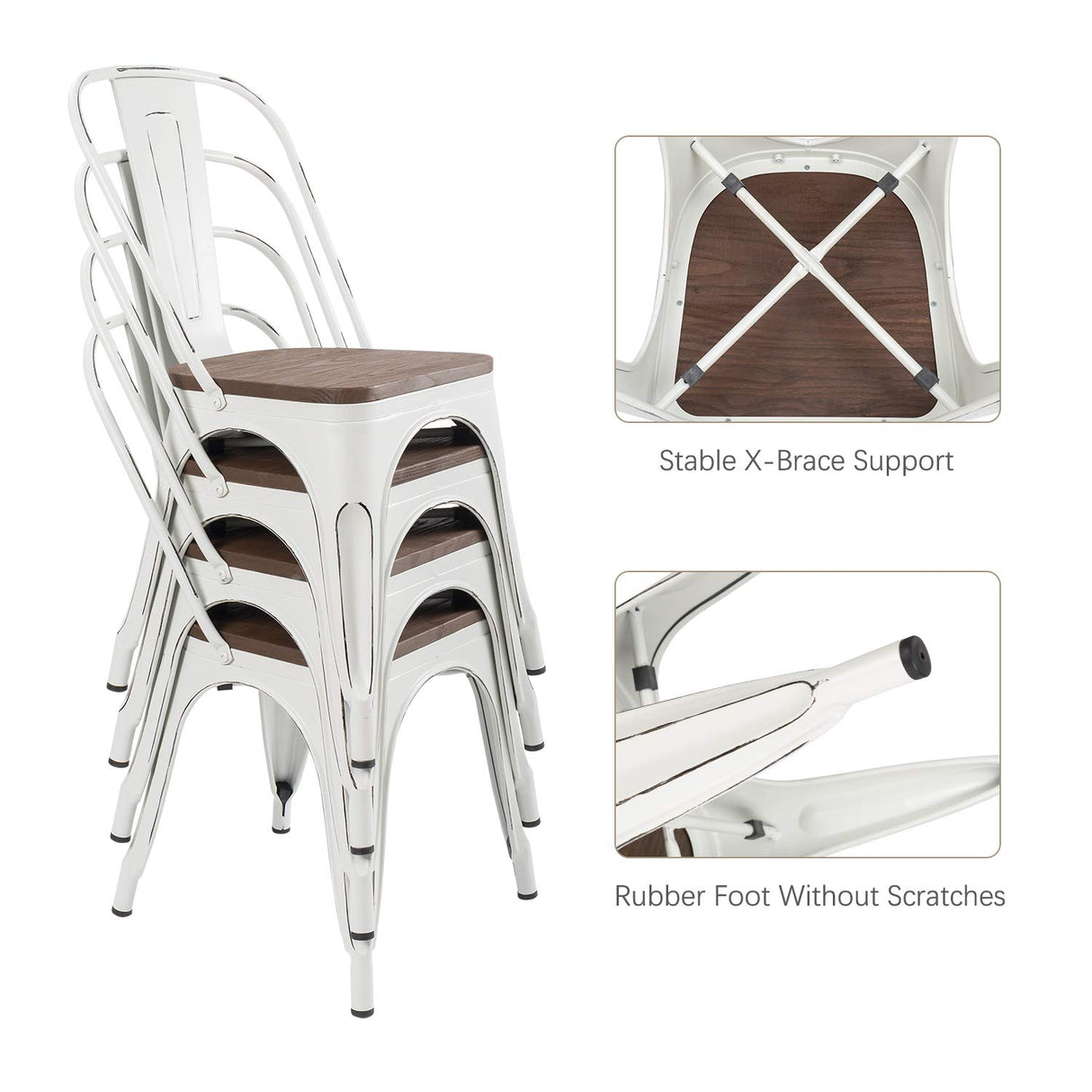 Metal Dining Chairs with Wood Seat