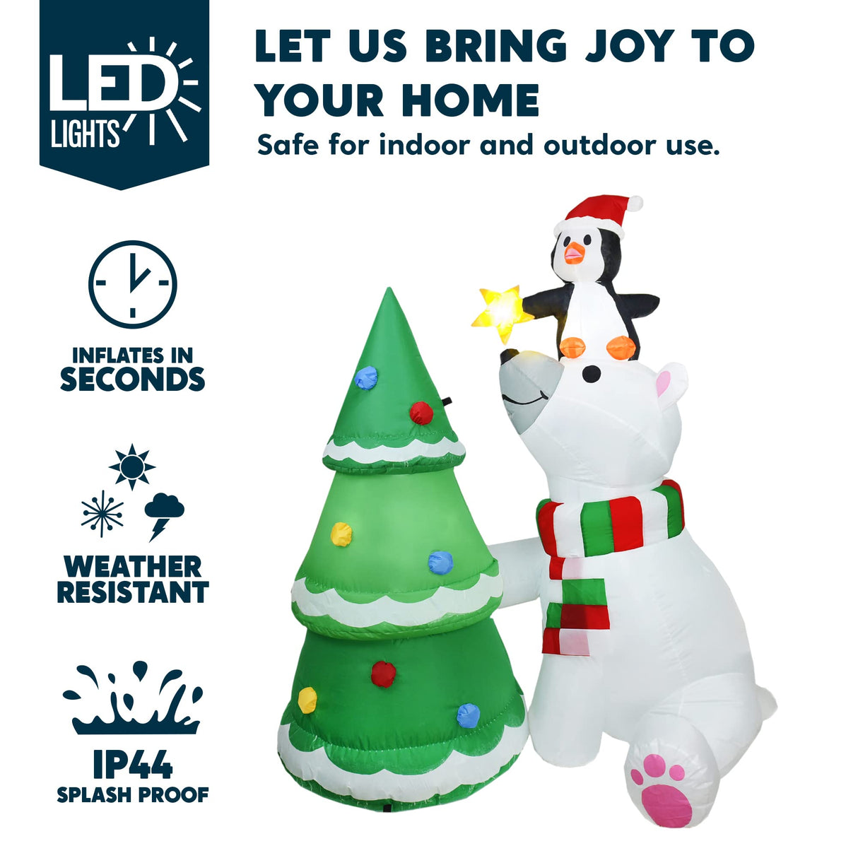 6 ft Christmas Polar Bear Inflatable Decoration