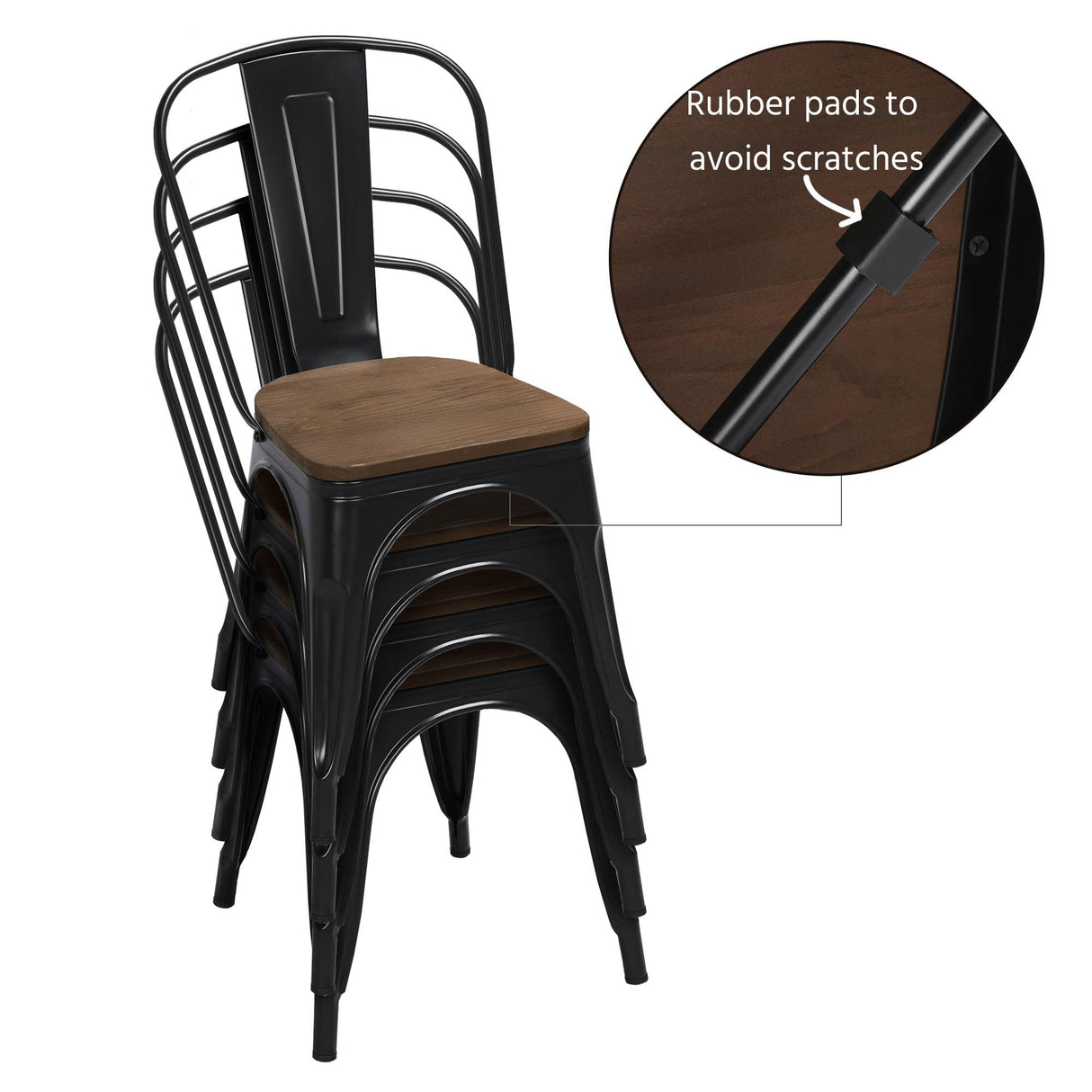 18 Inch Classic Iron Metal Dining Chair with Wood Top/Seat