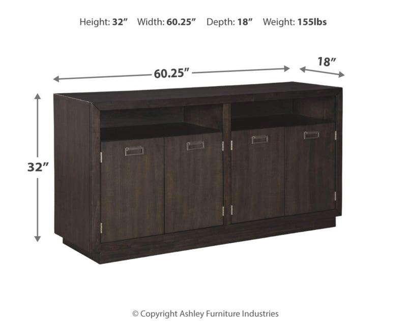 Hyndell 60.13" Contemporary Dining Room Buffet or Server, Dark Brown