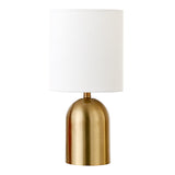 Talbot 13.25" Tall Mini Lamp with Fabric Shade in Brass/White