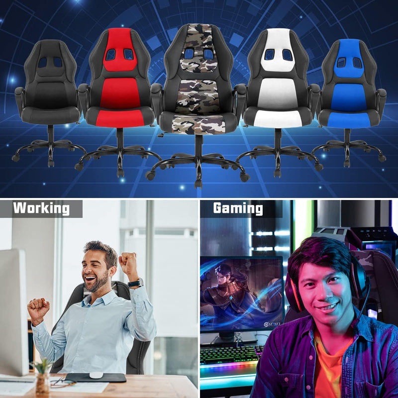 Gaming Chair PC Computer Chair Office Chair for Adult Teen Kids, Ergonomic PU Leather Gamer Chair with Lumbar Support