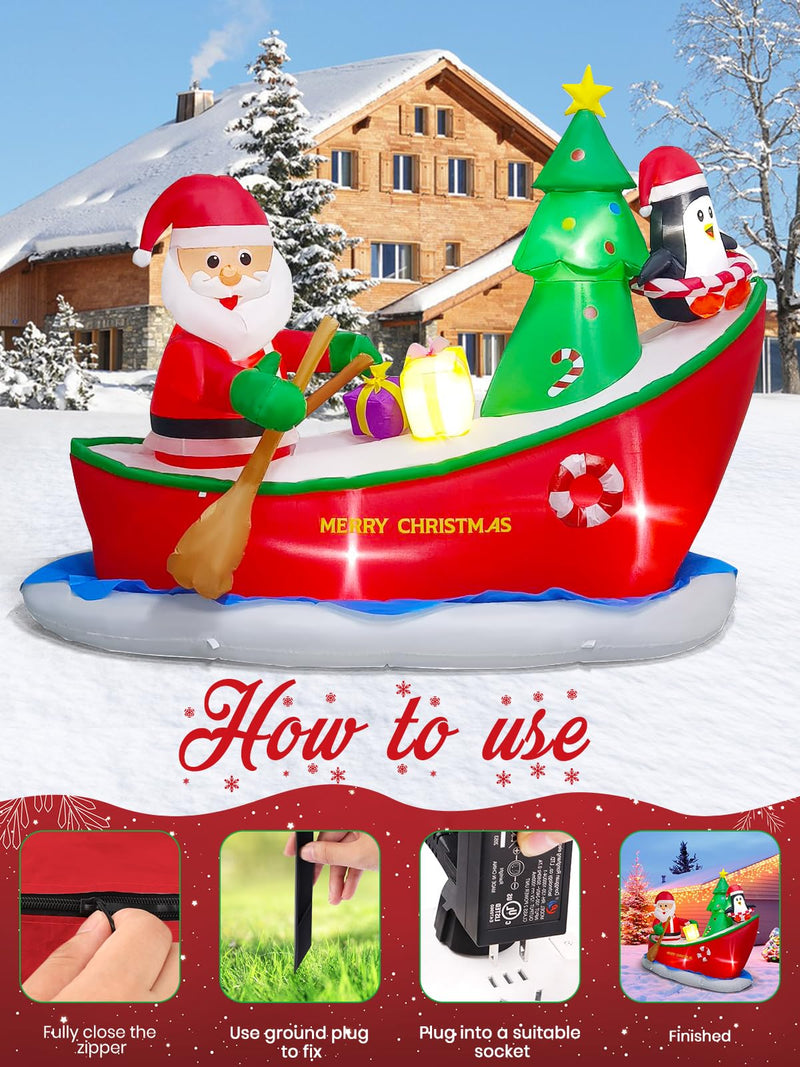 8 Ft Christmas Inflatables Outdoor Decorations  Santa Claus Outdoor Inflatable