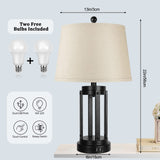 Table Lamps Set of 2 with USB Ports, 3-Way Dimmable Farmhouse