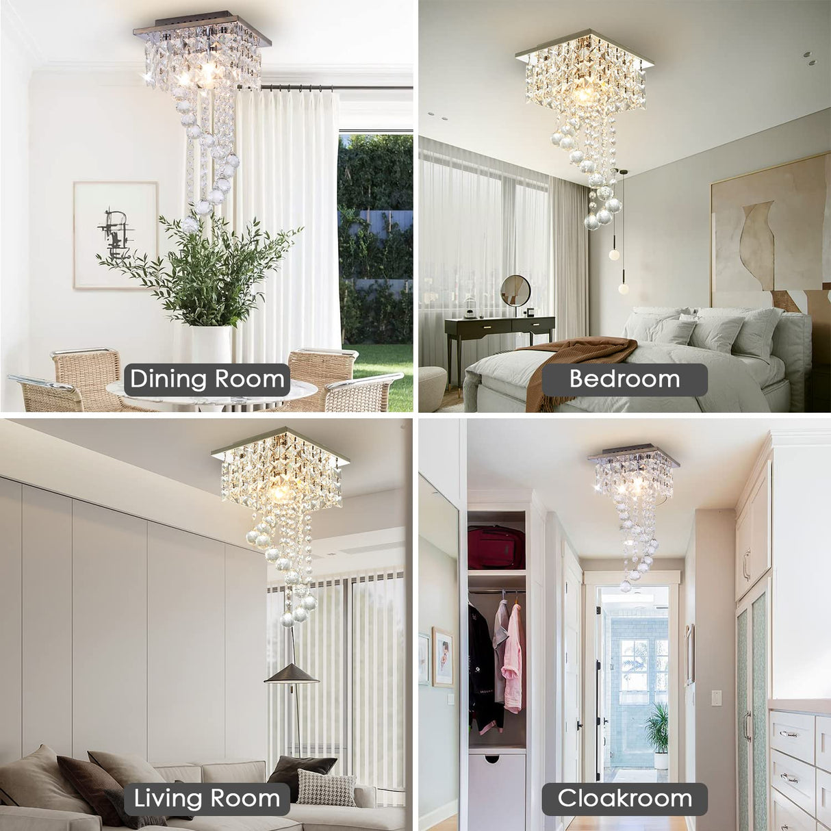 Modern Small Chandeliers Ceiling Light Fixture Square Flush