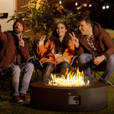 Outdoor Propane Fire Pit Coffee Table w Dark Bronze 40.5-inch Round Base Patio Heater