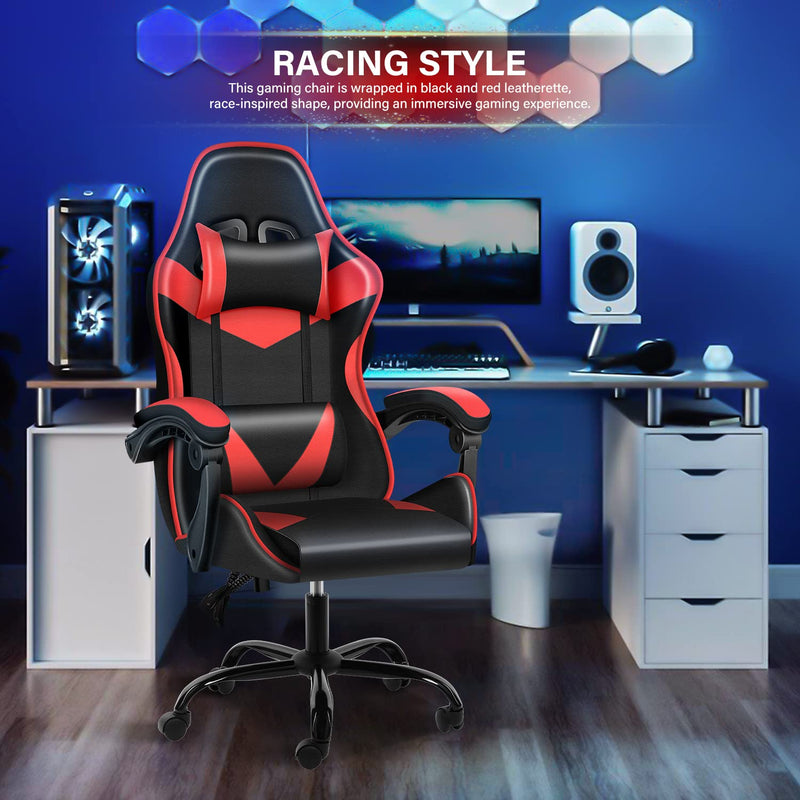 Ergonomic Backrest and Seat Height Adjustable Swivel Recliner Racing Office Computer Video Game Chair