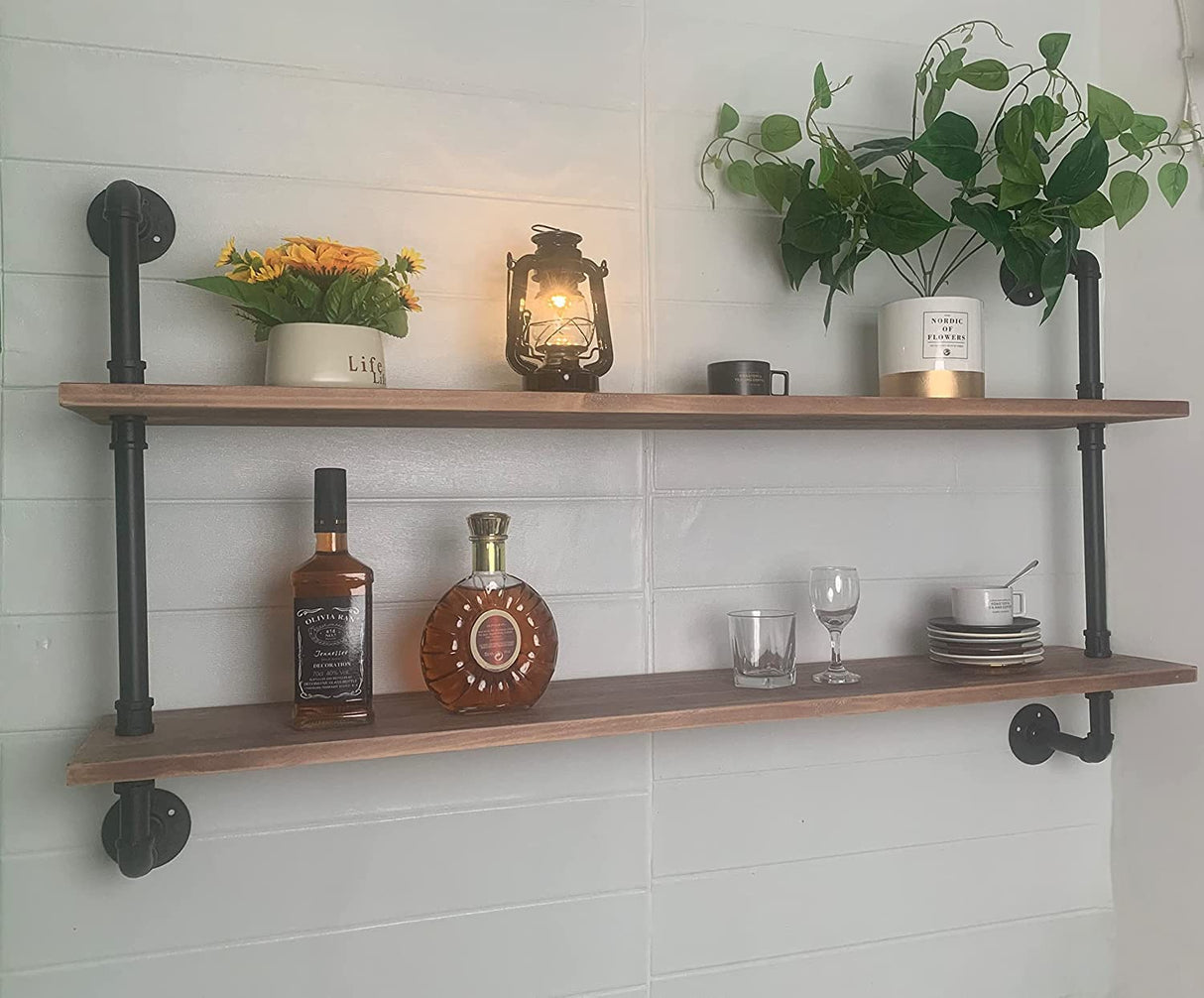 Pipe Shelves Industrial Pipe Shelving Shelves Real wood Industrial Floating Pipe Shelves