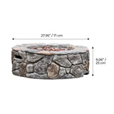 Round Stone Look Propane Gas Fire Pit Fire Table with ETL Certification