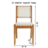 Faux Leather Woven Dining Chair with Wood Frame