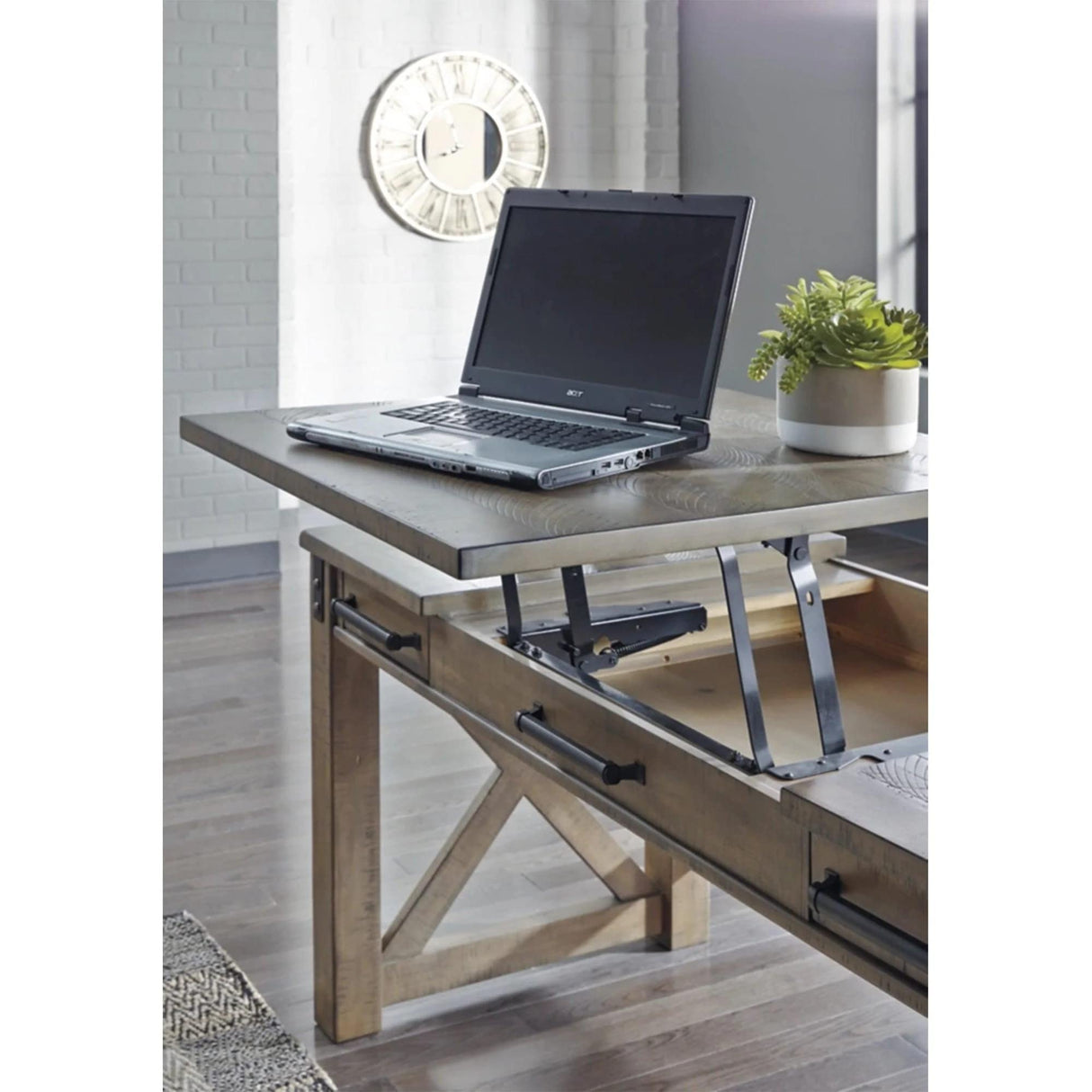 Aldwin Rustic Farmhouse 60" Home Office Lift