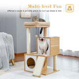 Cat Tree 35 Inches Wooden Cat Tower with Double Condos