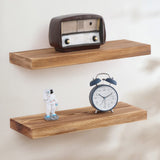 Floating Shelves Wall Mounted Set of 2 - Handcrafted European Pine Natural Rustic