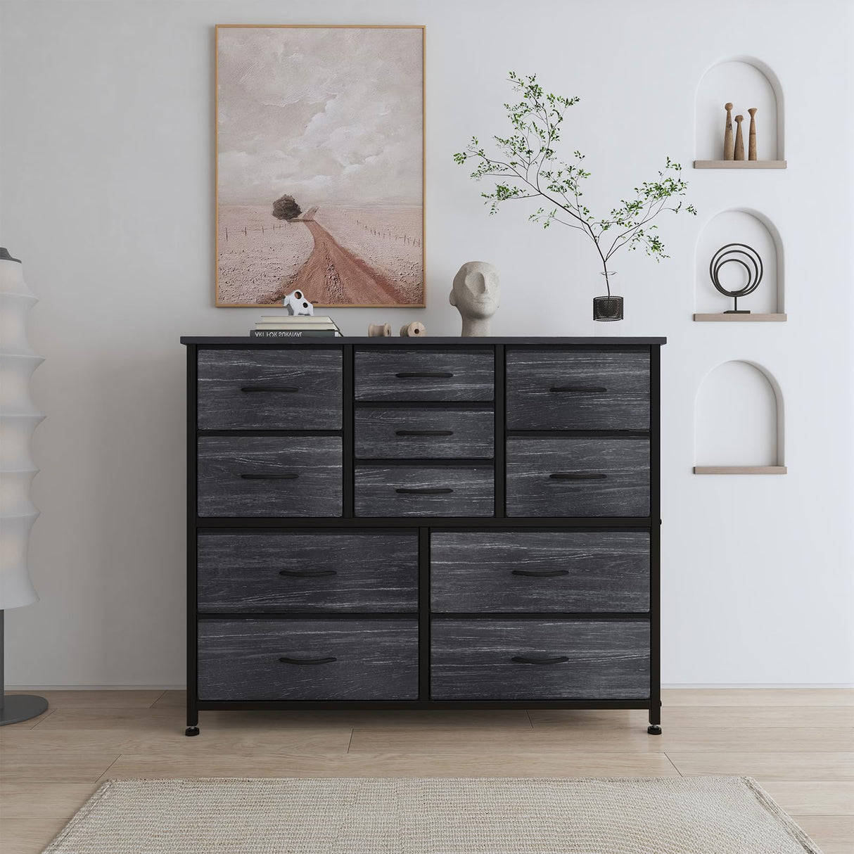 11 Drawers Dresser for Bedroom Wide Dressers & Chests of Drawers with Wood Top