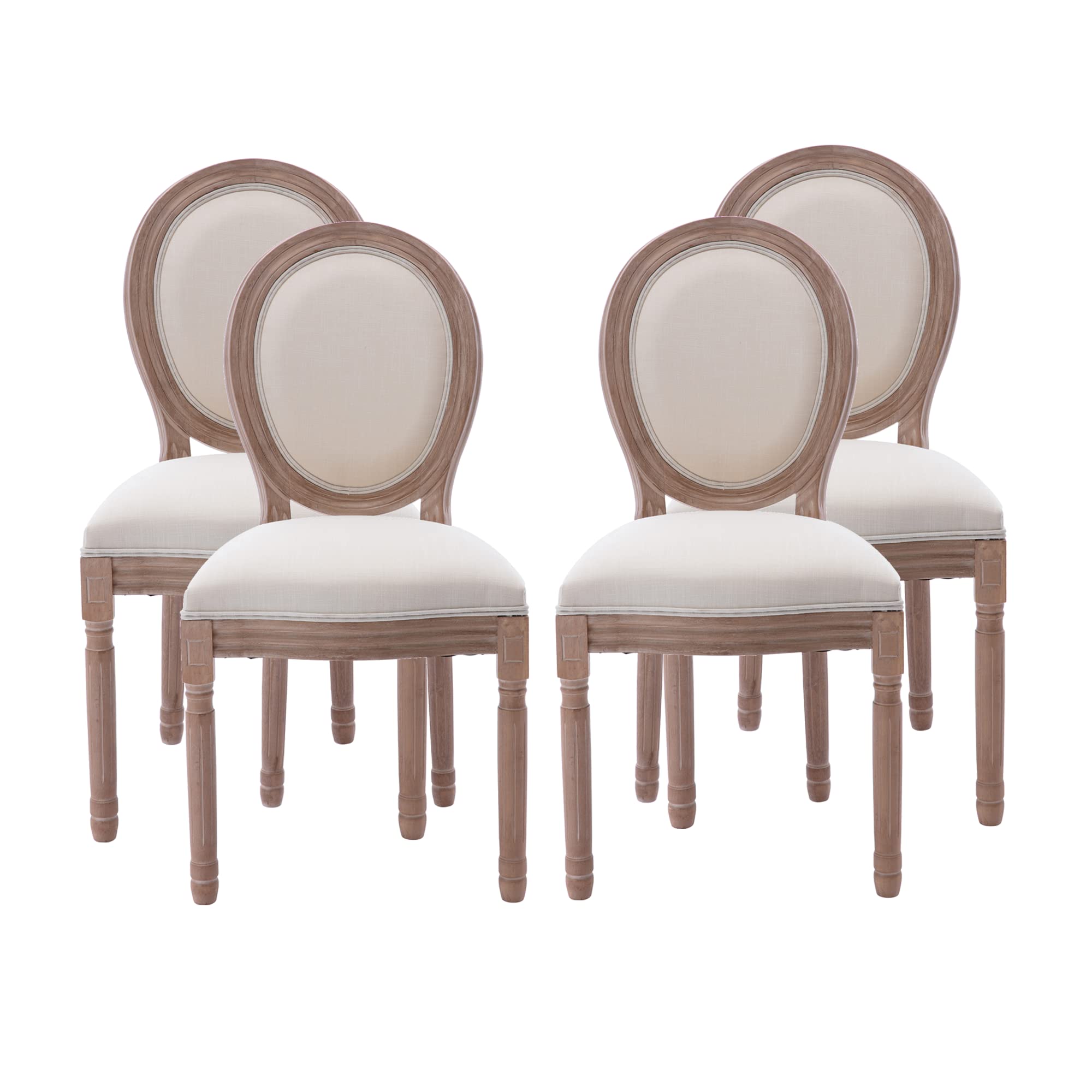 French Country Dining Chairs Set of 4, Farmhouse Fabric Dining Room Chairs