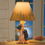 Rustic Climbing Bear Family Northwoods Lamp