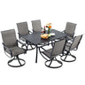 7 Pieces Outdoor Patio Dining Set for 6 Patio Dining Swivel Chairs