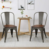 18 Inch Dining Chair Set of 4, Industrial Vintage Stackable Metal Chairs