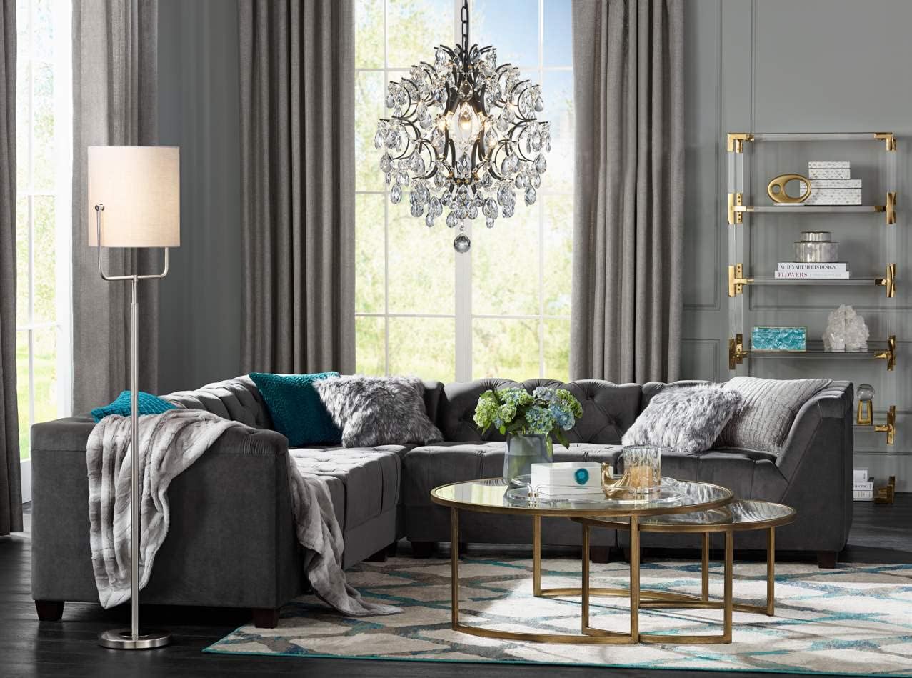 Modern Black Pendant Chandelier Crystal Raindrop Lighting
