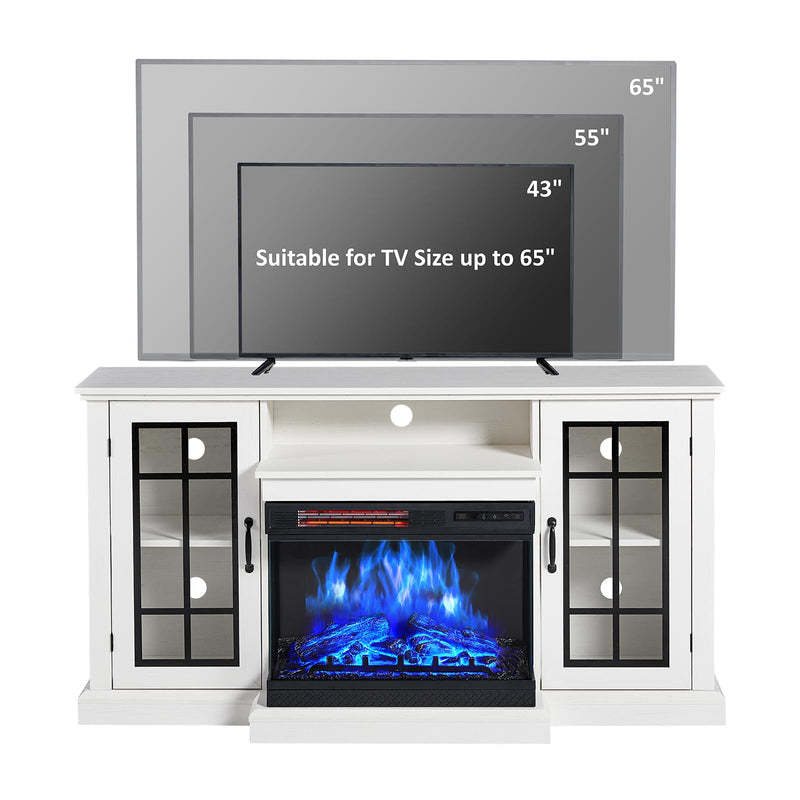 Fireplace TV Stand with 3-Sided Glass Electric Fireplace