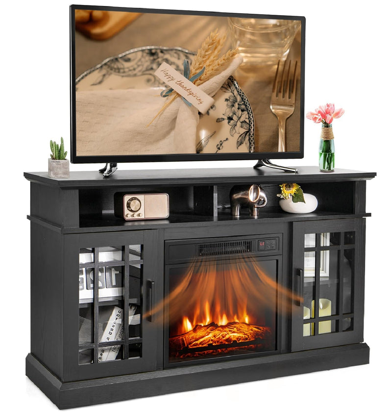 Modern 48 Inch Electric Fireplace TV Stand, TV Console for TVs with 18 Inch Fireplace