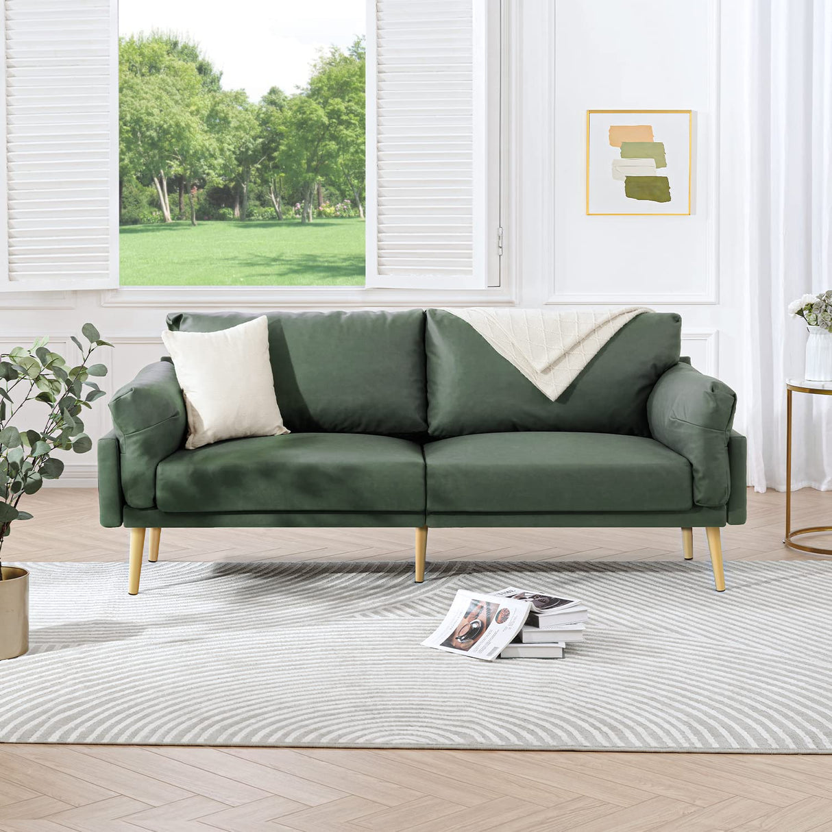 Green Sofa Mid Century Modern Couch