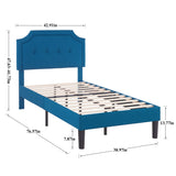 Twin Upholstered Platform Bed Frame with Adjustable Diamond Stitched Panel