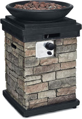 Propane Firebowl Column, 40,000 BTU Gas Fire Pit,Ledgestone Firepit