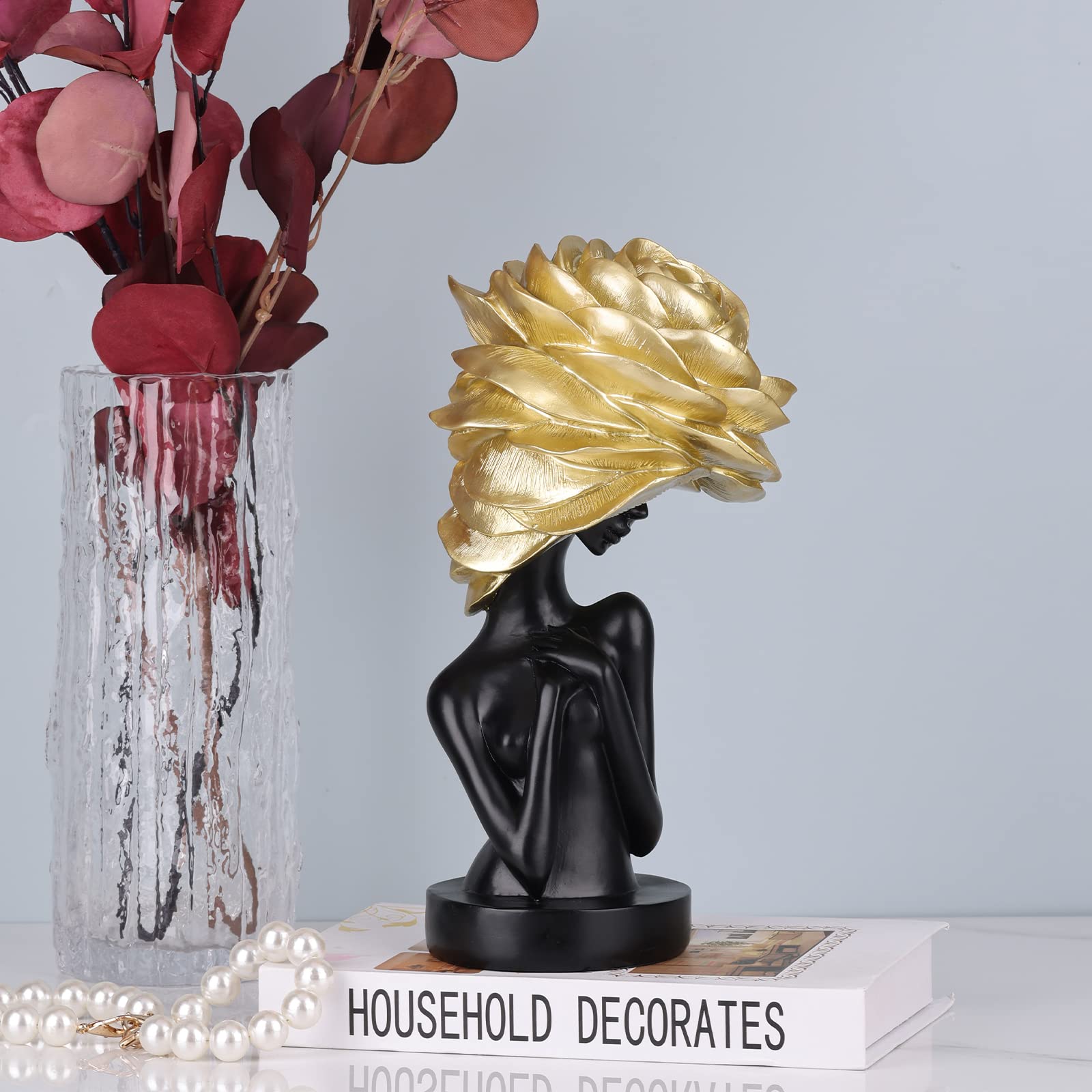 Black and Gold African Statues and Sculptures, African-American Women Busts