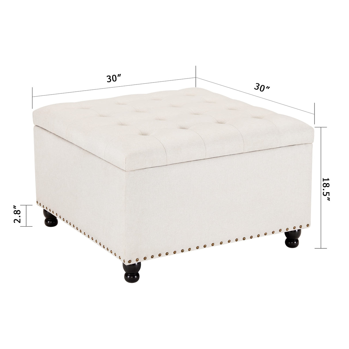 Large Square Storage Ottoman Bench