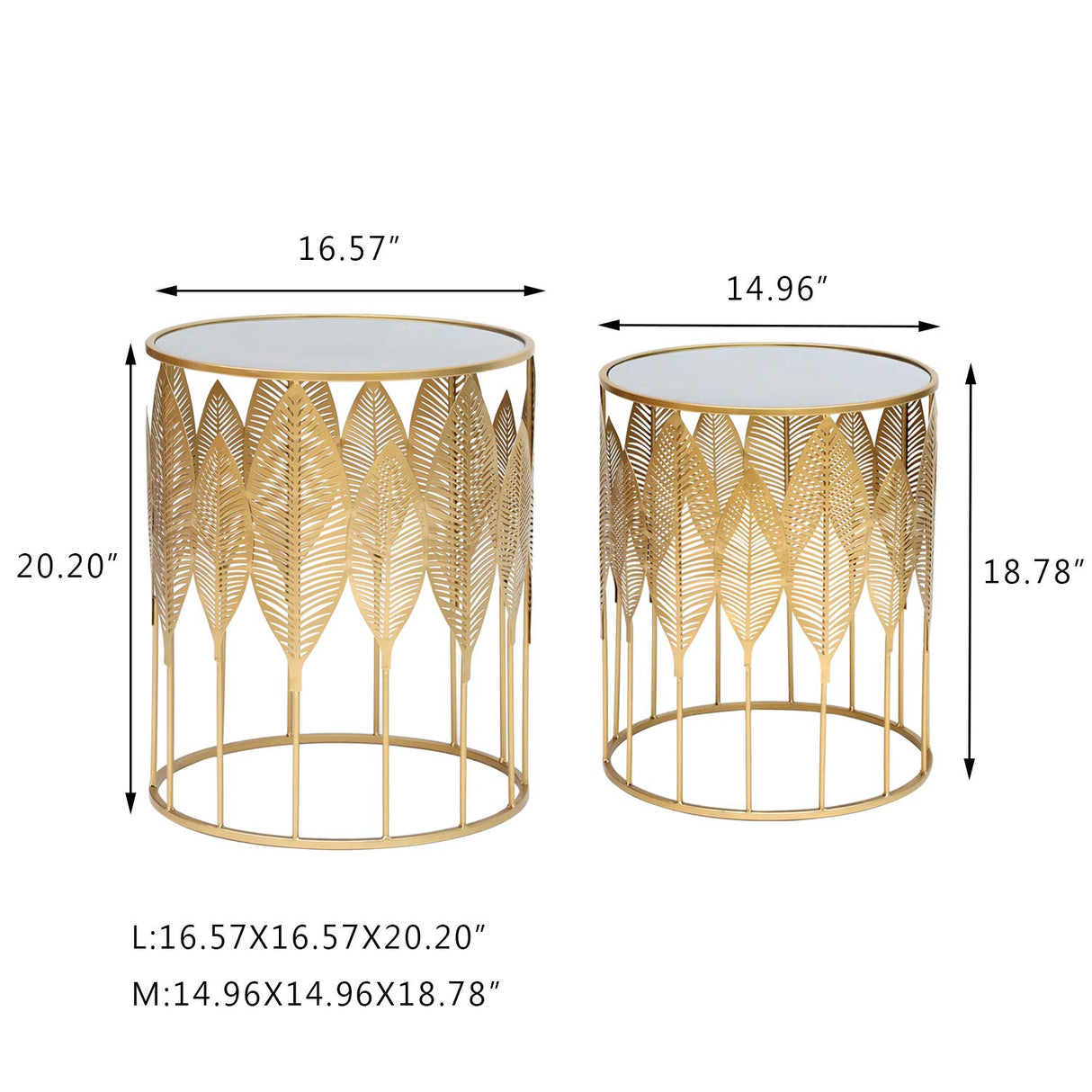 End Tables Set of 2, Gold Nesting Side Coffee