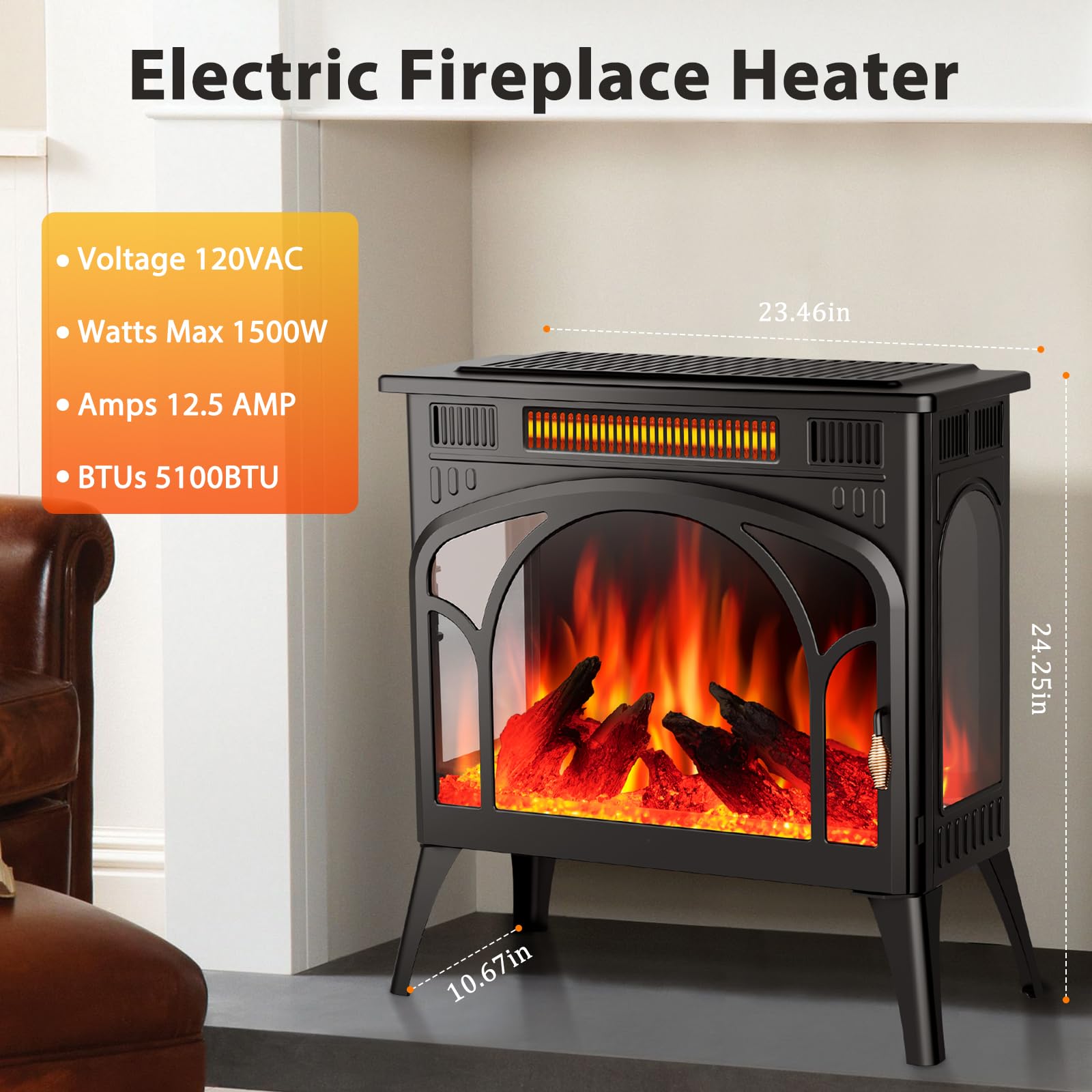 Electric Fireplace Heater Portable Electric Fireplace Stove