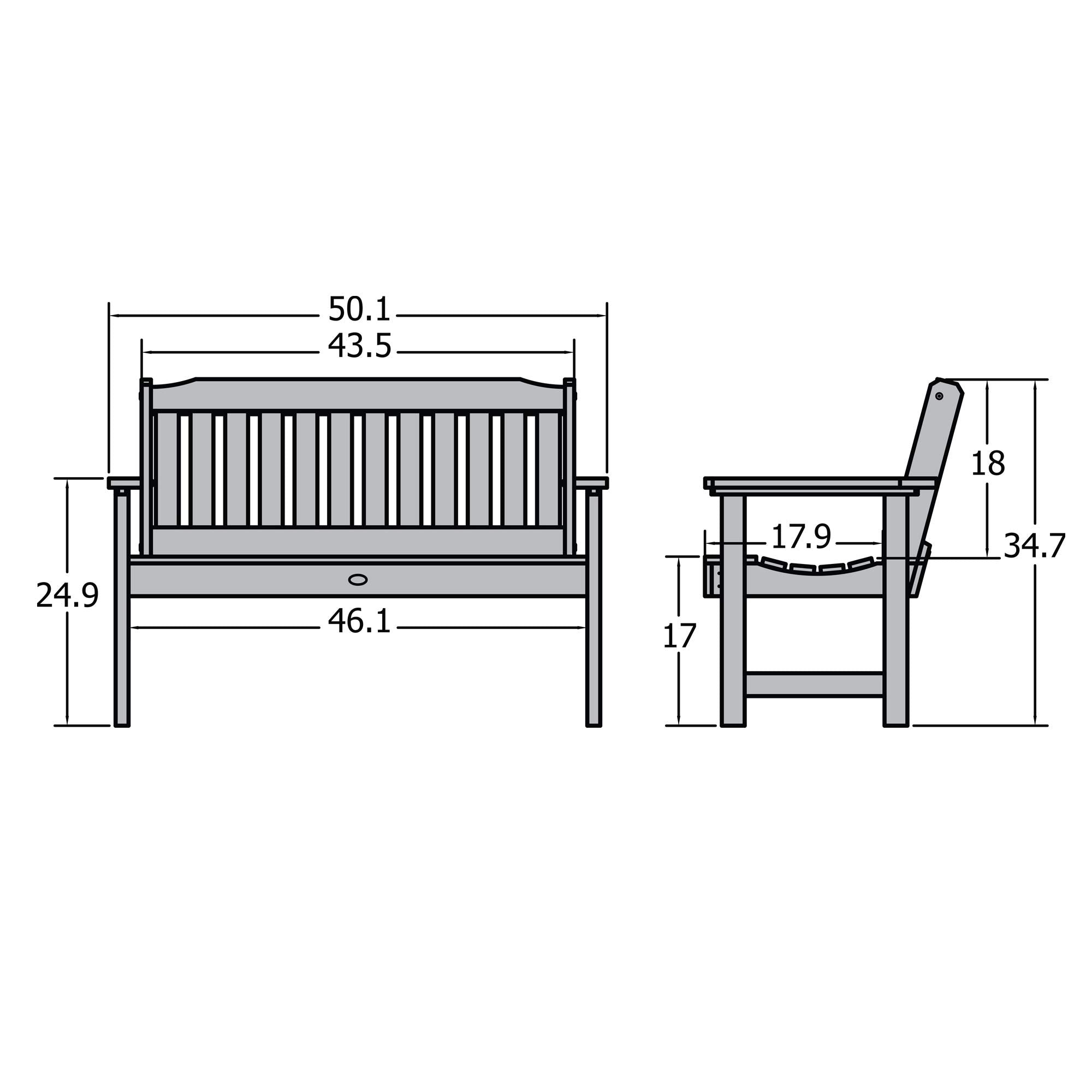 D-BENW2-WHE Lehigh Garden Bench, 4 Feet, White