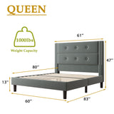 Queen Bed Frame, Modern Velvet Upholstered Platform Bed Frame