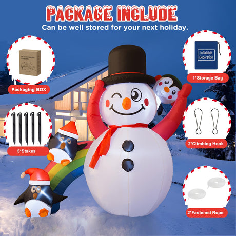 Christmas Inflatable Snowman with Dynamic Projection Lights