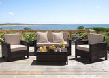 4 Pieces Patio Furniture Sets Rattan Chair Wicker Conversation Sofa Set