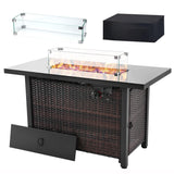 43 Inch Propane Fire Pit Table, 50,000 BTU Rattan Gas Fire Pit Table