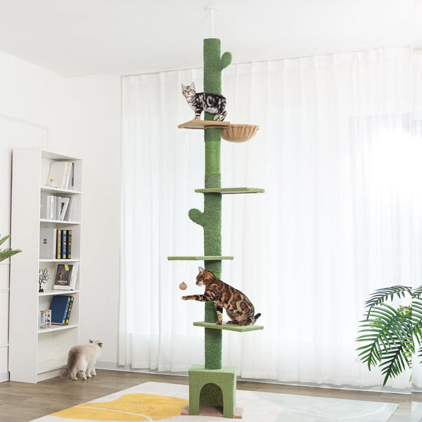 Floor to Ceiling Cat Tree Ajustable Height [82-108 Inches=208-275cm 6 Tiers Tower Fit