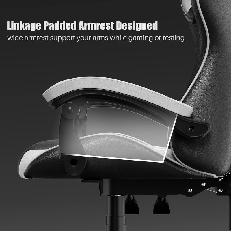Gaming Chair Office Chair, Reclining High Back PU Leather Computer Desk Chair with Headrest and Lumbar Support