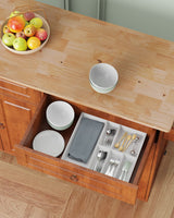 Kitchen Island with Drop Leaf and Storage, on Wheels Two Drawers