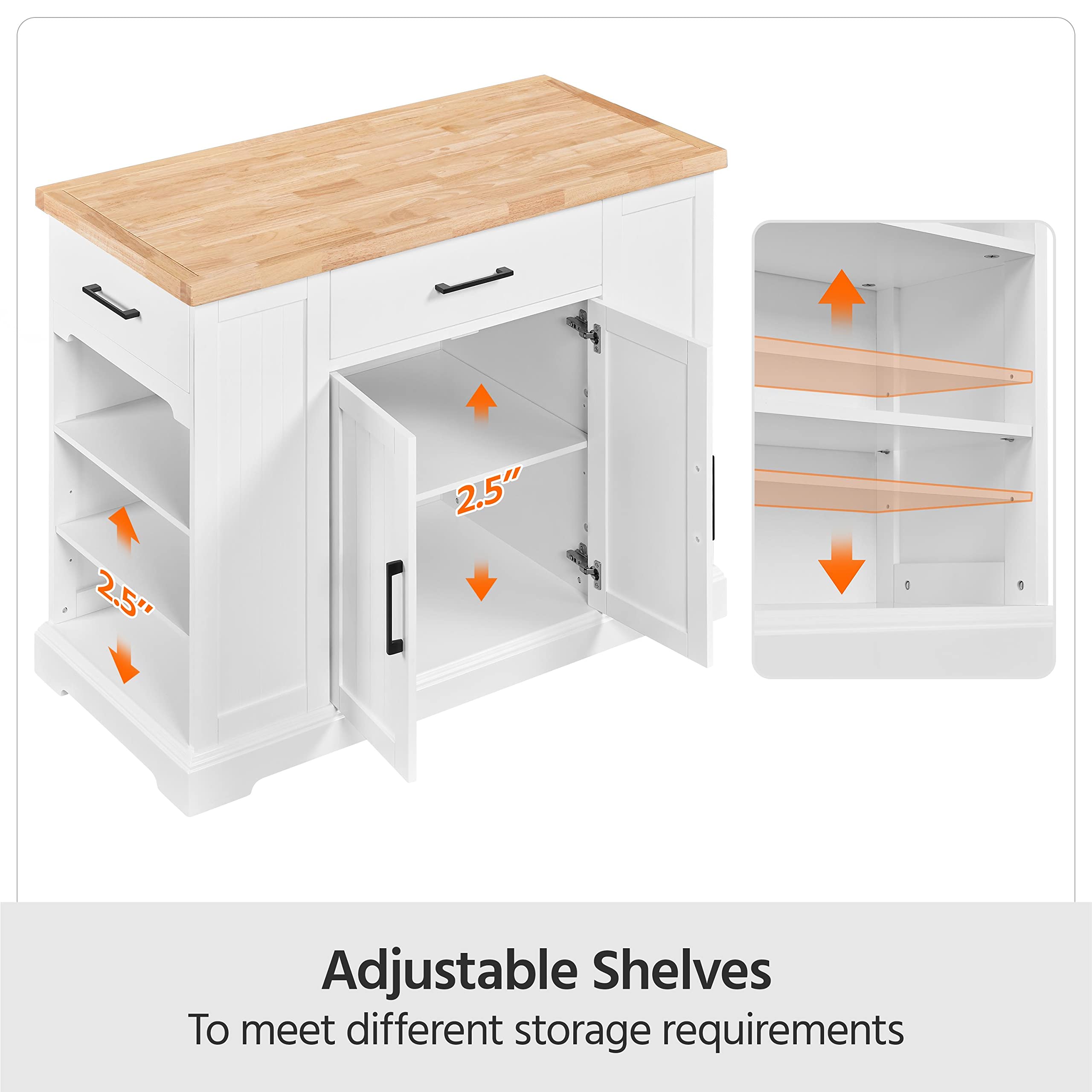 Rolling Kitchen Island Cart with 3 Drawers, Kitchen Storage Cabinet