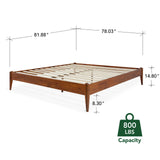 Dinkee King Bed Frame Wood 15 Inch - Solid Wood Platform Bed Frame