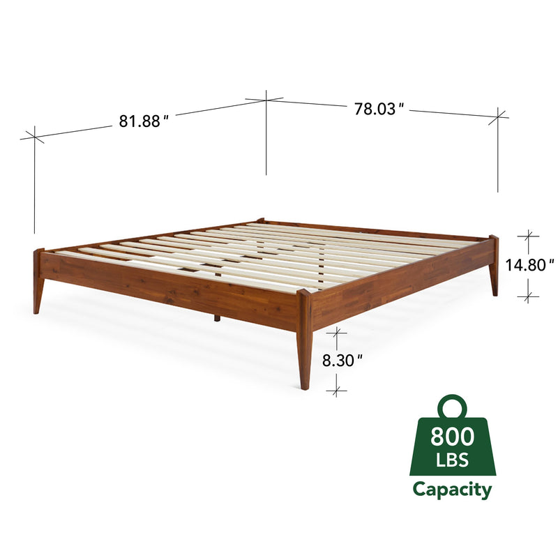 Dinkee King Bed Frame Wood 15 Inch - Solid Wood Platform Bed Frame - Japanese Joinery Bed