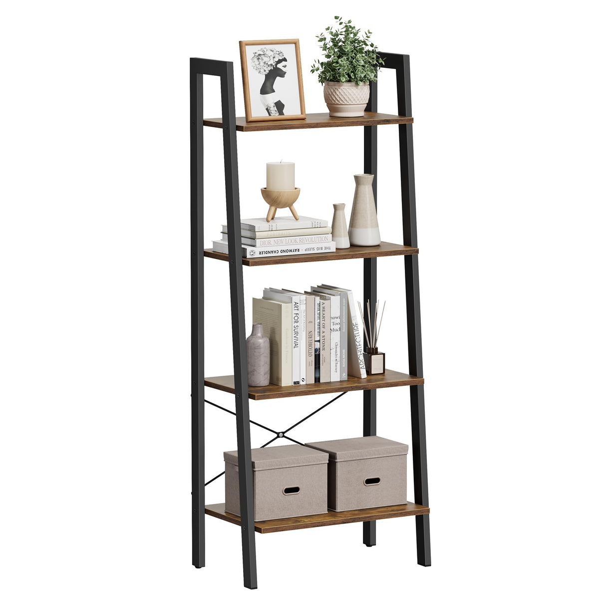 Ladder Shelf, 4-Tier Bookshelf, Storage Rack