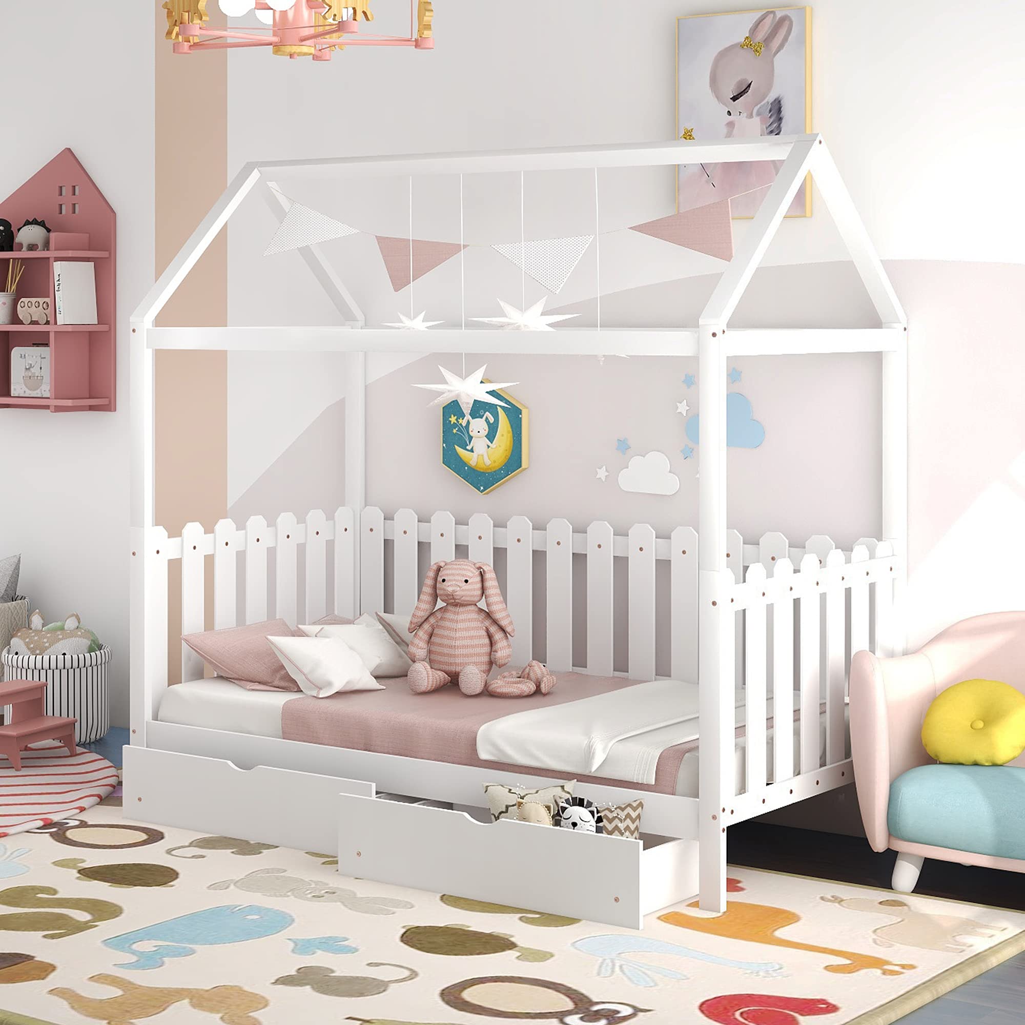House Bed Twin, Wood House Bed Frame, House Twin Bed