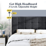 Full Size Panel Bed Frame with Adjustable Headboard for High Profile