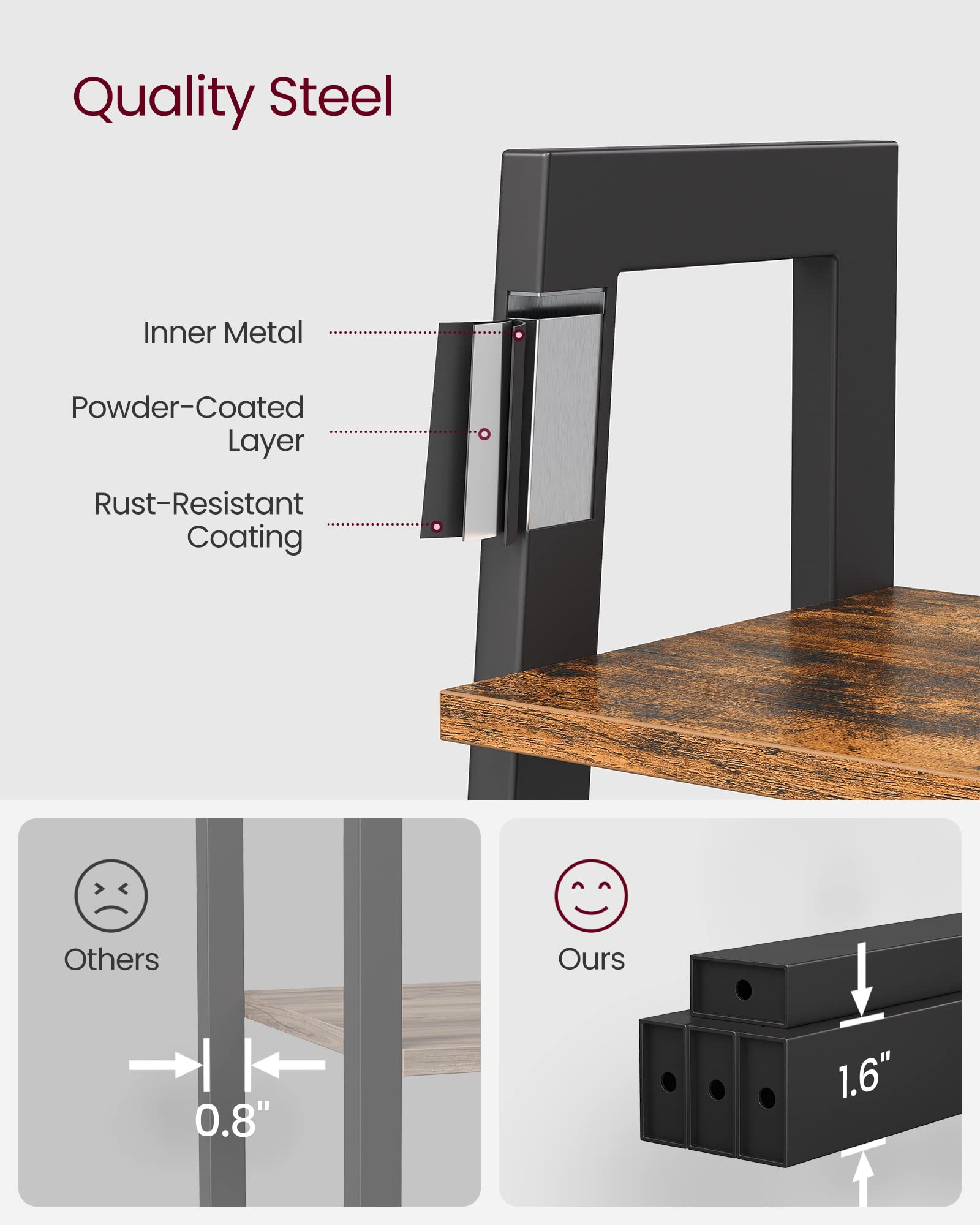 Ladder Shelf, 4-Tier Bookshelf, Storage Rack