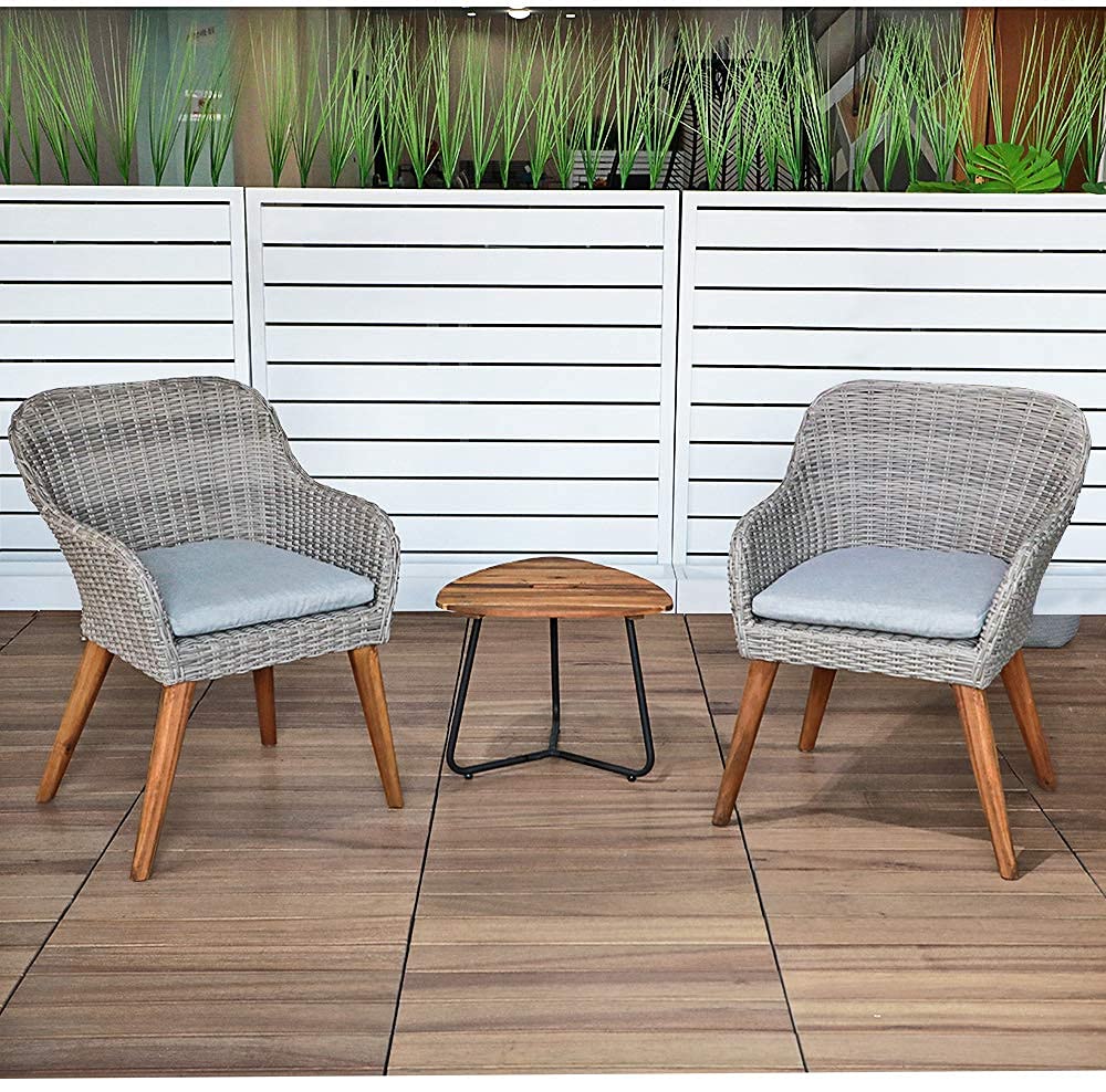 Outdoor 3-Piece Bistro Set with Seat Cushion