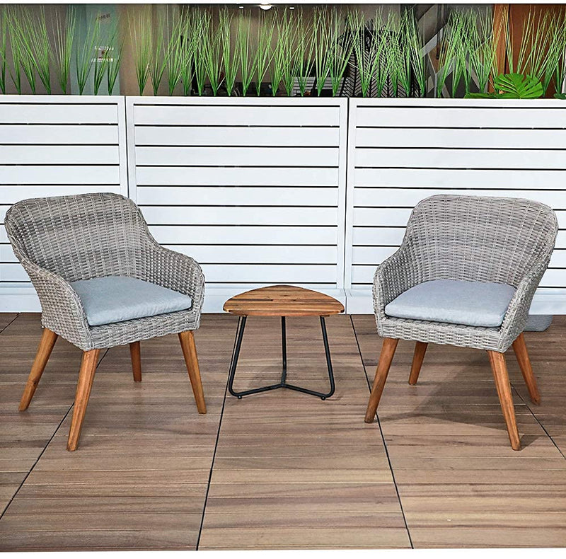 Outdoor 3-Piece Bistro Set with Seat Cushion